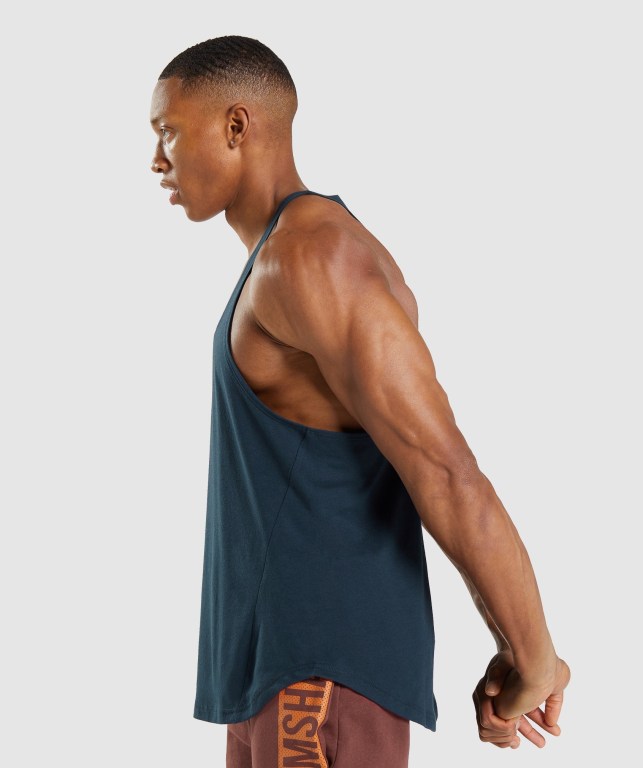 Gymshark Bold Men's Tank Tops Navy | UAE-05HXMI