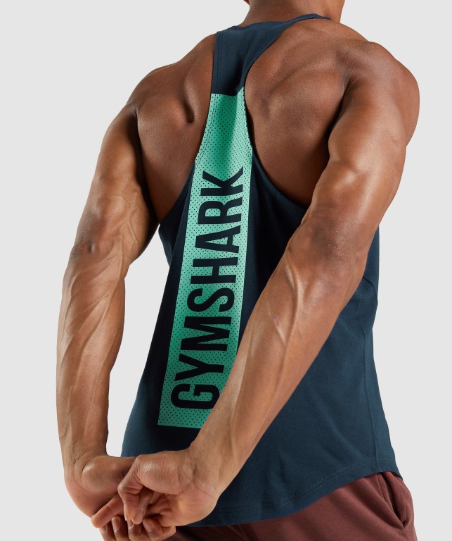 Gymshark Bold Men's Tank Tops Navy | UAE-05HXMI