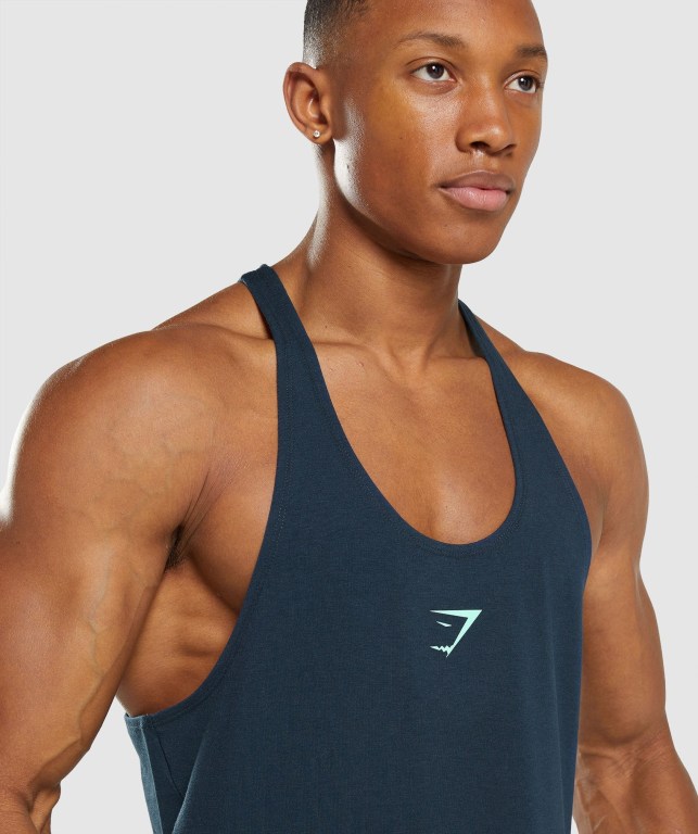 Gymshark Bold Men's Tank Tops Navy | UAE-05HXMI