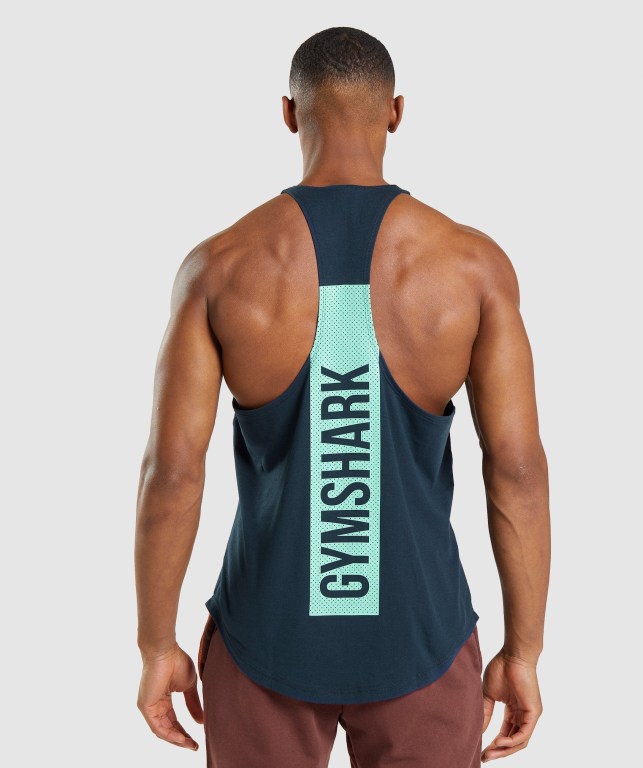 Gymshark Bold Men\'s Tank Tops Navy | UAE-05HXMI