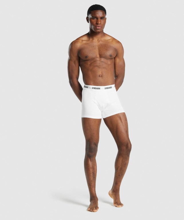 Gymshark Boxers 2pk Men's Underwear White | UAE-03VEPJ