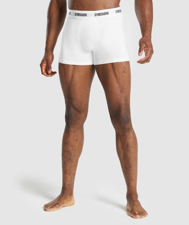 Gymshark Boxers 2pk Men\'s Underwear White | UAE-03VEPJ