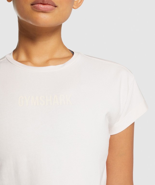 Gymshark Camo Graphic Crop Women's T Shirts Cream | UAE-25KUCJ