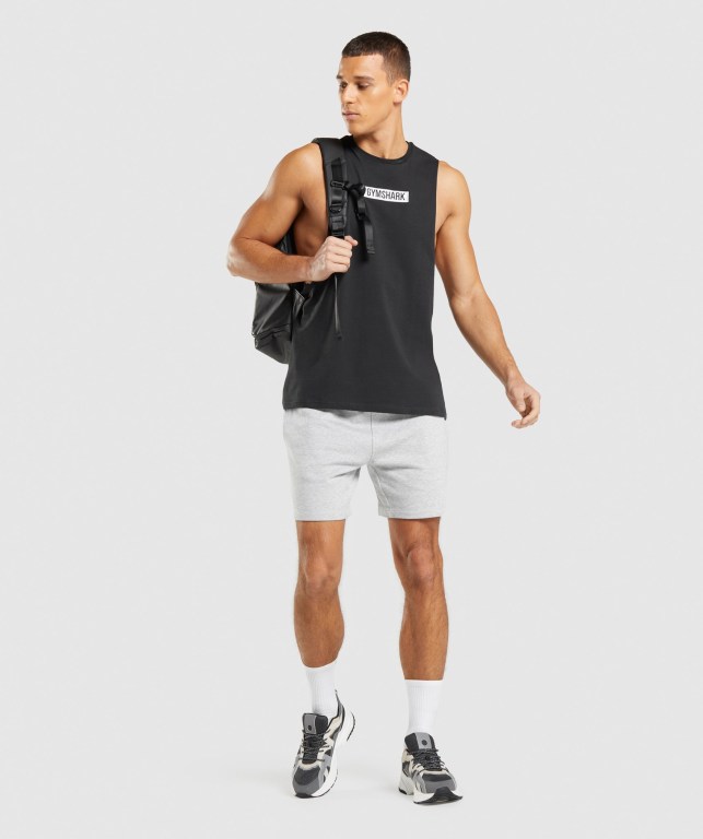 Gymshark Central Drop Arm Men's Tank Tops Black | UAE-74EZFT