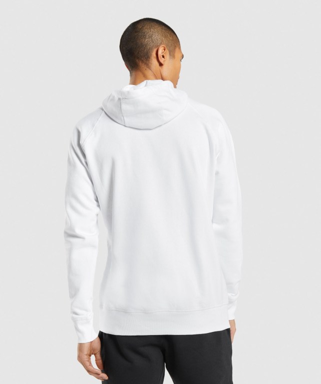 Gymshark Central Men's Hoodies White | UAE-89QWVF