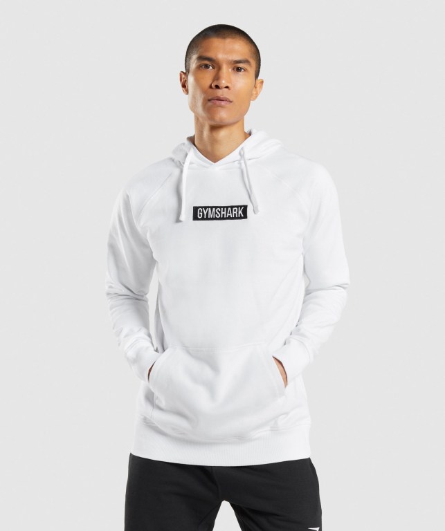 Gymshark Central Men\'s Hoodies White | UAE-89QWVF