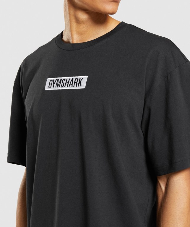 Gymshark Central Oversized Men's T Shirts Black | UAE-34TMEA