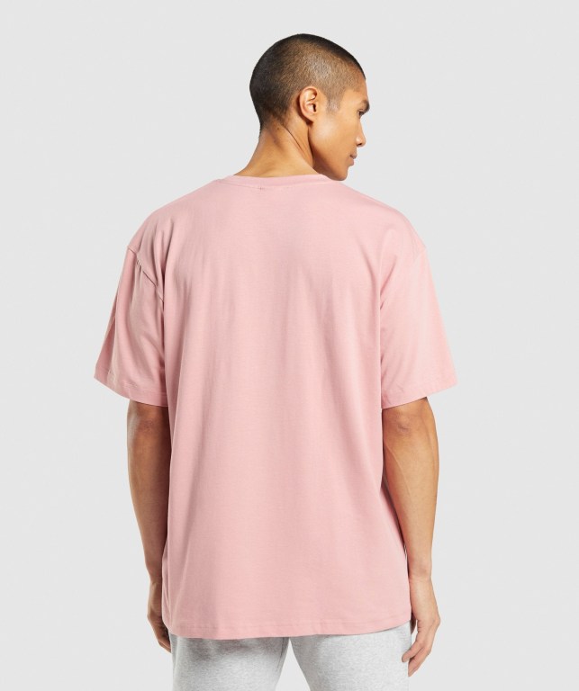 Gymshark Central Oversized Men's T Shirts Pink | UAE-53DIOQ