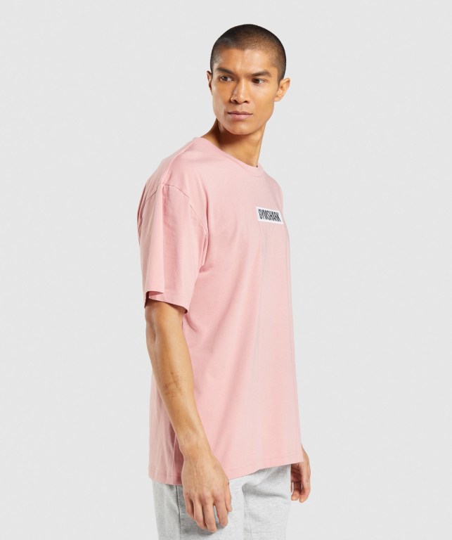 Gymshark Central Oversized Men's T Shirts Pink | UAE-53DIOQ