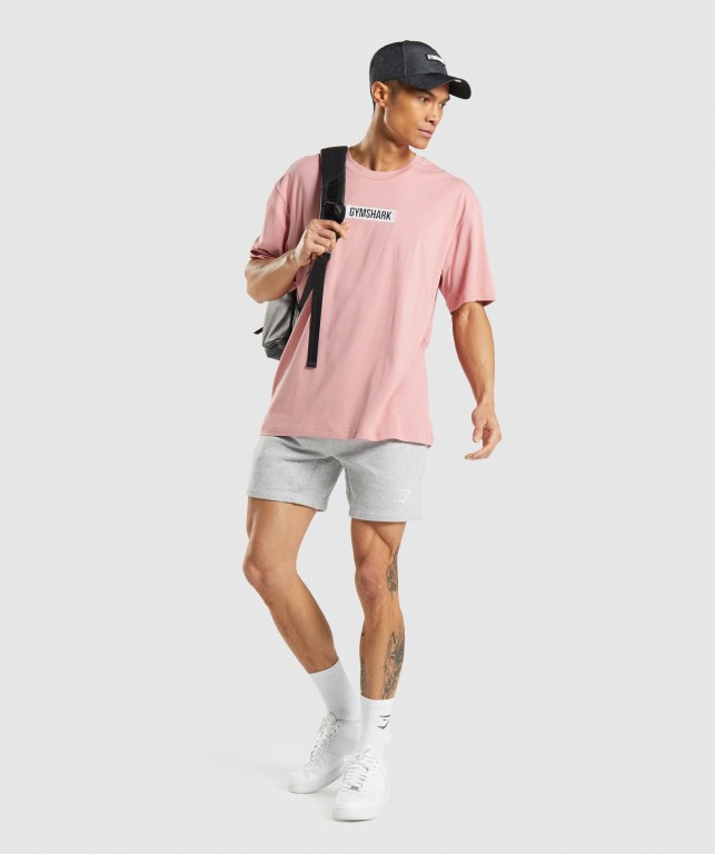 Gymshark Central Oversized Men's T Shirts Pink | UAE-53DIOQ