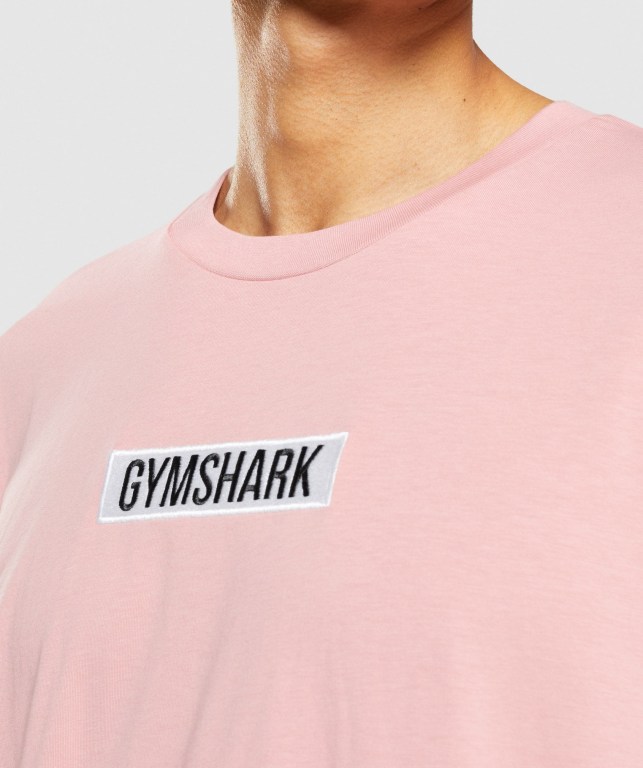 Gymshark Central Oversized Men's T Shirts Pink | UAE-53DIOQ