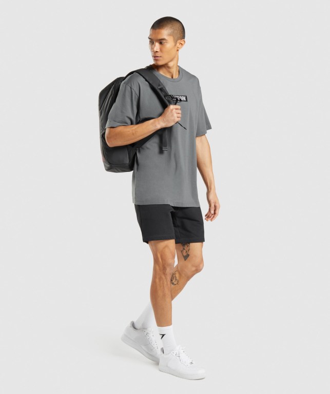 Gymshark Central Oversized Men's T Shirts Grey | UAE-62VPXU