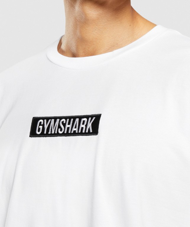 Gymshark Central Oversized Men's T Shirts White | UAE-65CFIS