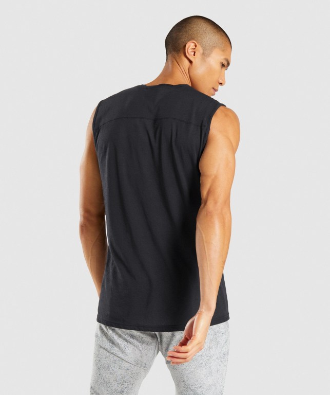 Gymshark Chalk Men's Tank Tops Black | UAE-86WHMS