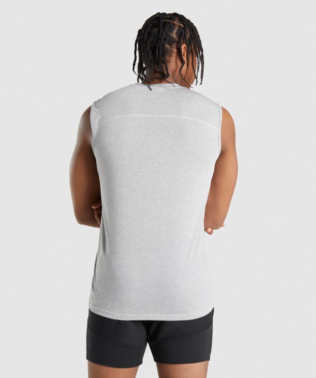 Gymshark Chalk Men's Tank Tops Light Grey | UAE-75ETAV