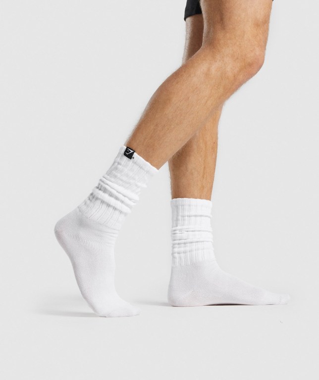 Gymshark Comfy Rest Day Men's Socks White | UAE-42JWAP