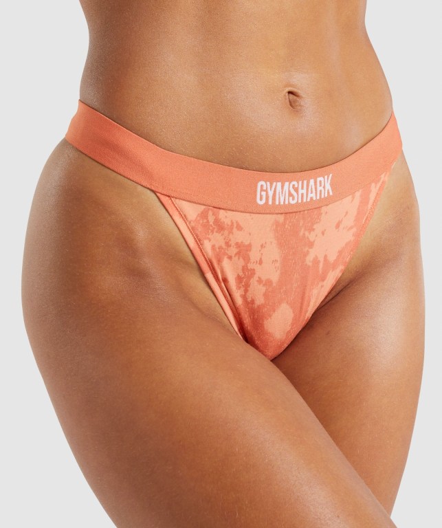 Gymshark Cotton High Rise Thong Women's Underwear Orange | UAE-98JZQM