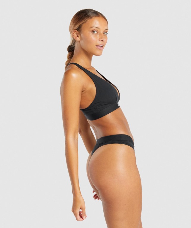 Gymshark Cotton Triangle Bralette Women's Underwear Black | UAE-89WRZF