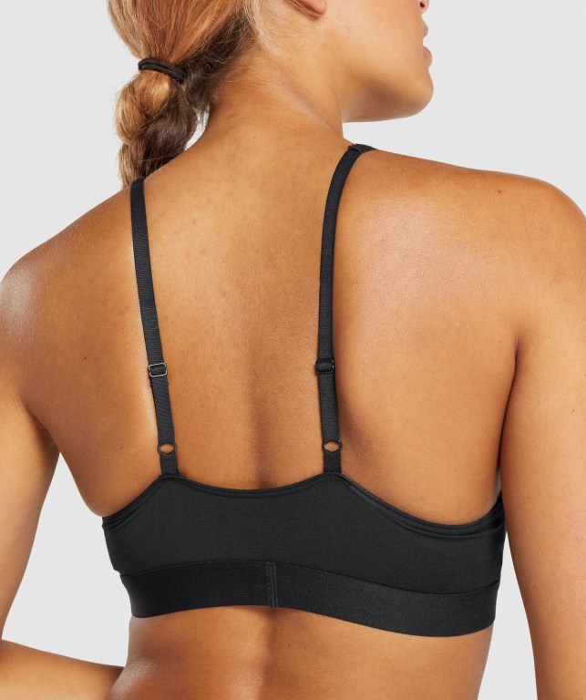 Gymshark Cotton Triangle Bralette Women's Underwear Black | UAE-89WRZF