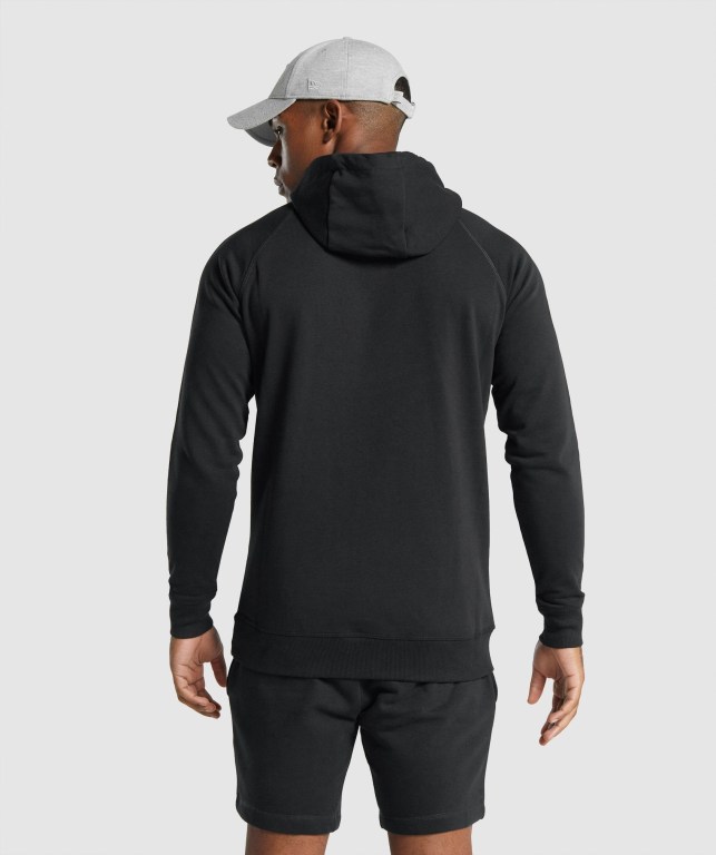 Gymshark Crest Men's Hoodies Black | UAE-34TDIO