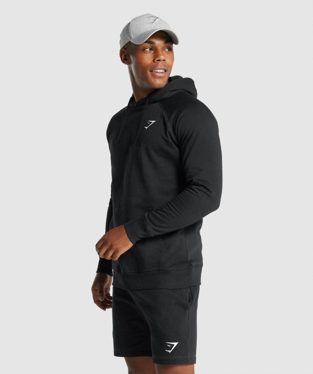 Gymshark Crest Men's Hoodies Black | UAE-34TDIO