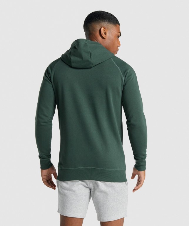 Gymshark Crest Men's Hoodies Dark Green | UAE-84ULVB