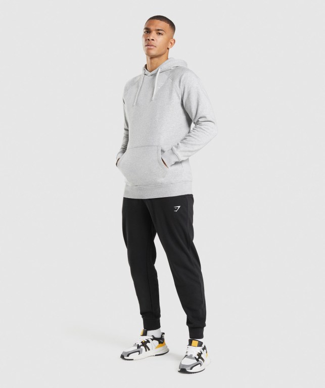 Gymshark Crest Men's Hoodies Light Grey | UAE-17OWKM