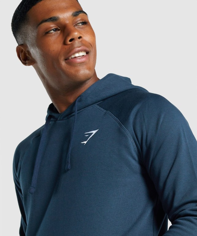 Gymshark Crest Men's Hoodies Navy | UAE-39CWZF