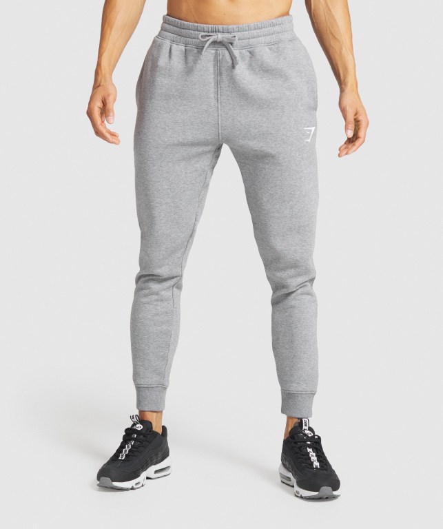 Gymshark Crest Men\'s Joggers Grey | UAE-51UOBS