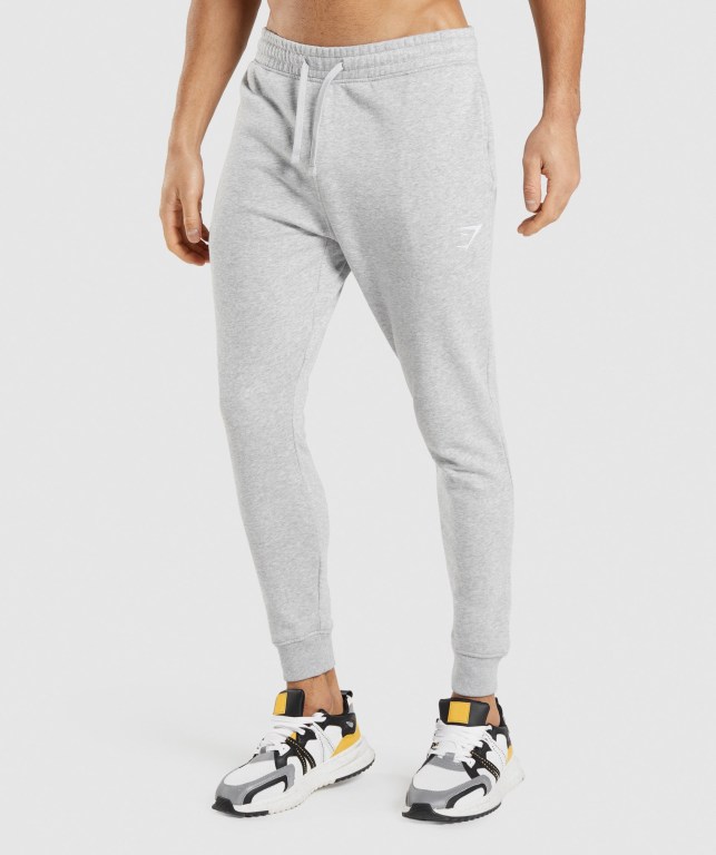 Gymshark Crest Men\'s Joggers Light Grey | UAE-75MDXL