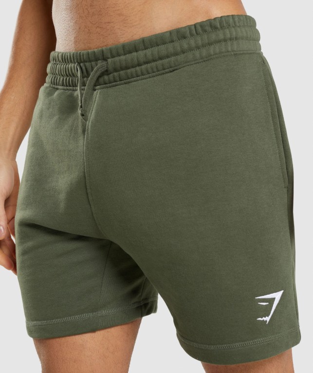 Gymshark Crest Men's Shorts Olive | UAE-35TVON