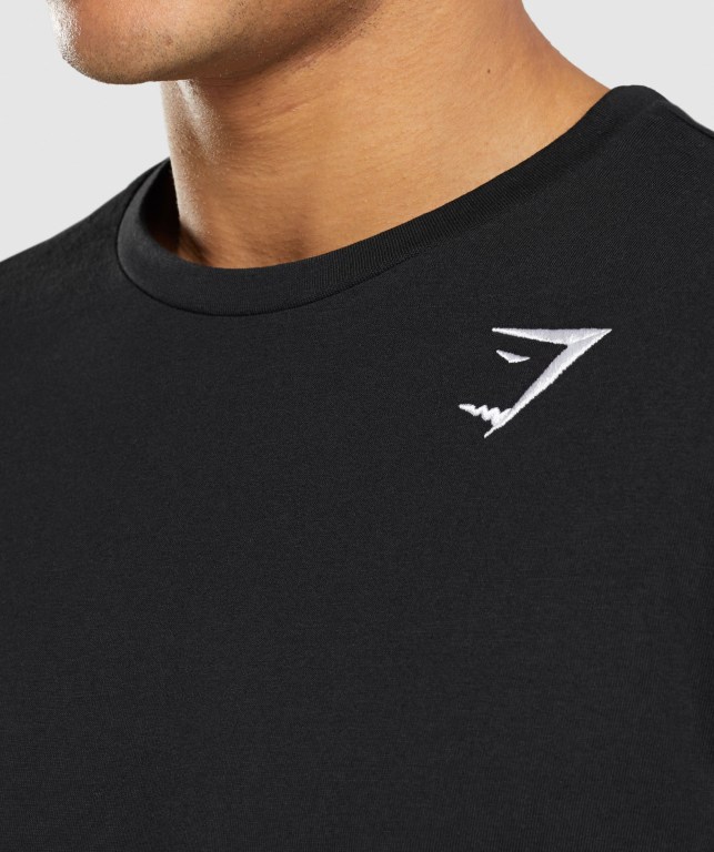 Gymshark Crest Men's T Shirts Black | UAE-86SPQE