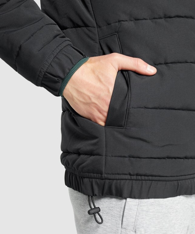 Gymshark Crest Puffer Men's Jackets Black | UAE-08LQSF