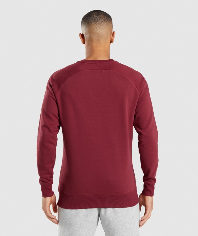 Gymshark Crest Sweatshirt Men's Hoodies Burgundy Red | UAE-23HCXS