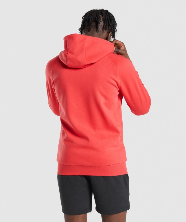 Gymshark Crest Zip Up Men's Hoodies Red | UAE-25ABGW