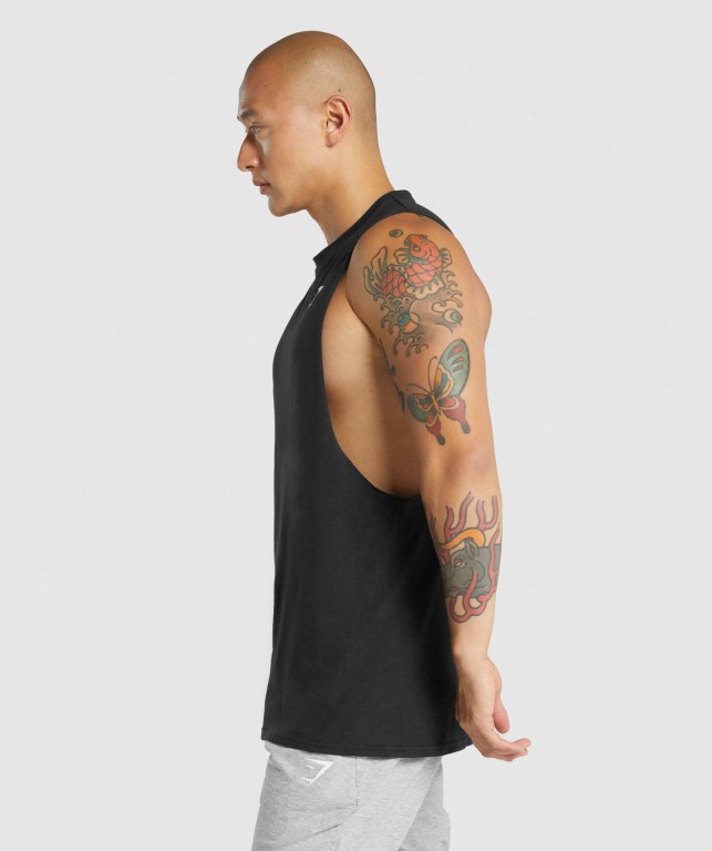 Gymshark Critical 2.0 Drop Arm Men's Tank Tops Black | UAE-90NOHV