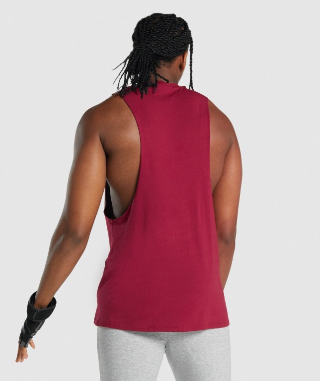 Gymshark Critical 2.0 Drop Arm Men's Tank Tops Burgundy | UAE-93LYNC