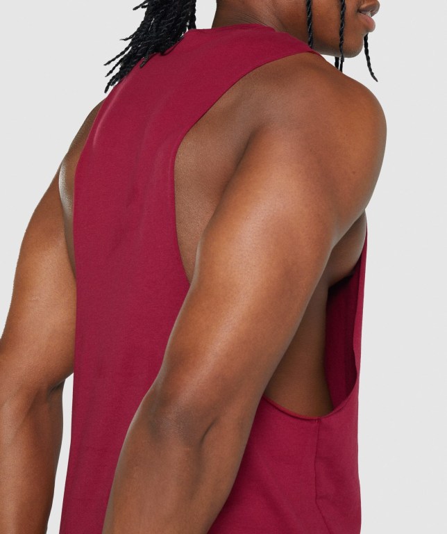 Gymshark Critical 2.0 Drop Arm Men's Tank Tops Burgundy | UAE-93LYNC