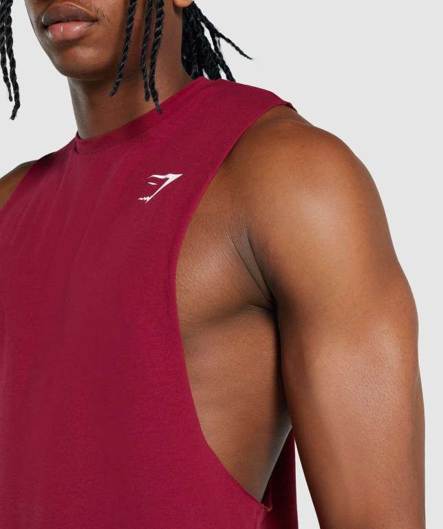 Gymshark Critical 2.0 Drop Arm Men's Tank Tops Burgundy | UAE-93LYNC