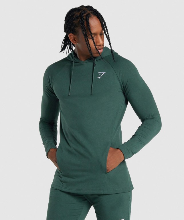 Gymshark Critical 2.0 Men\'s Hoodies Dark Green | UAE-73OKXT