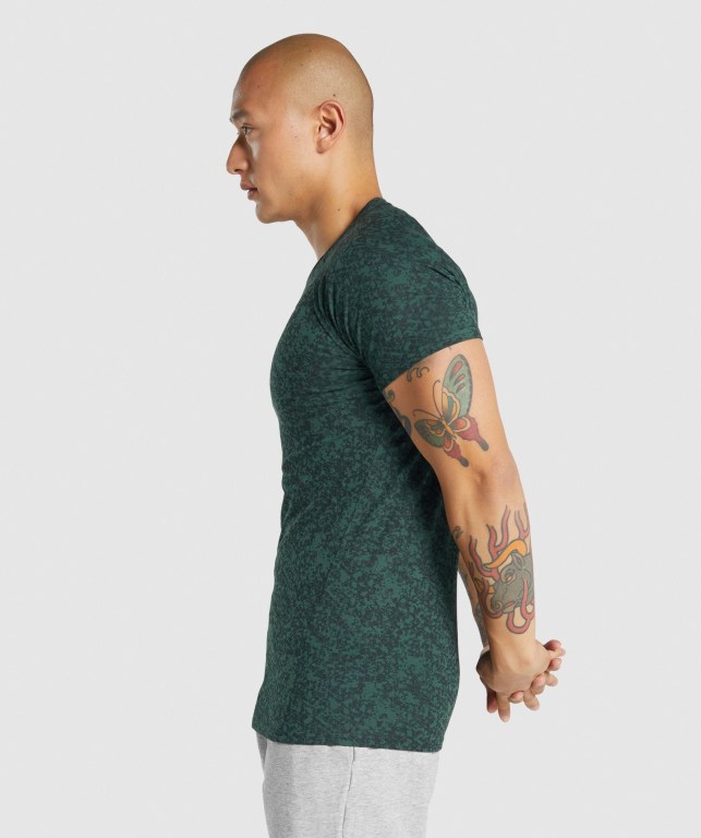 Gymshark Critical 2.0 Men's T Shirts Dark Green | UAE-26FZUB