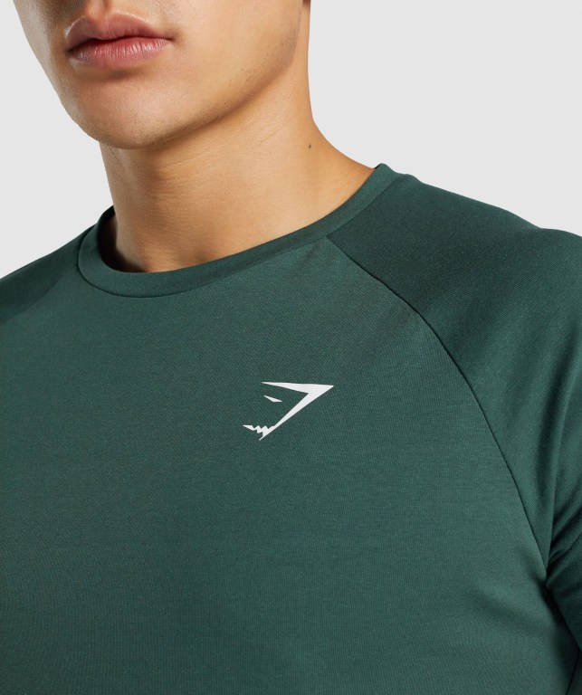 Gymshark Critical 2.0 Men's T Shirts Dark Green | UAE-35QZIE