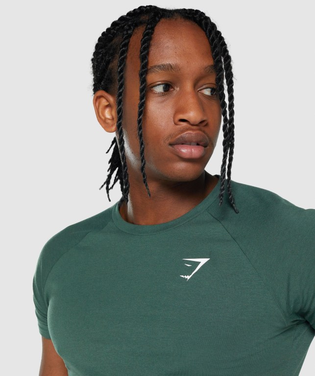 Gymshark Critical 2.0 Men's T Shirts Dark Green | UAE-93DRZX