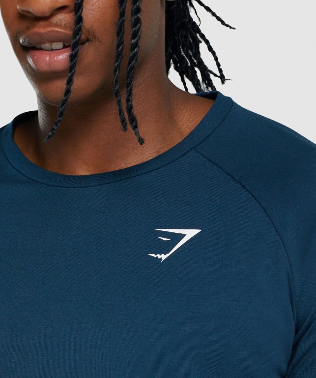 Gymshark Critical 2.0 Men's T Shirts Navy | UAE-06VEUL