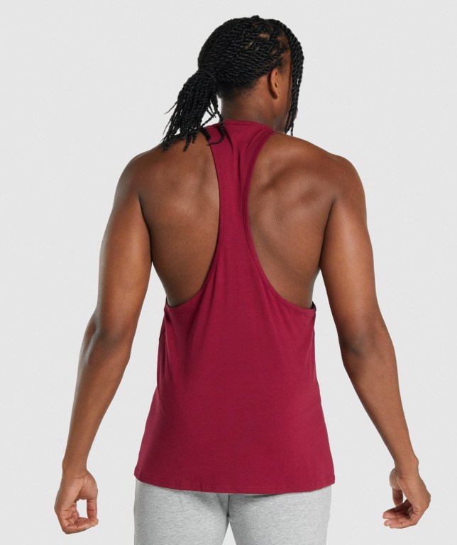 Gymshark Critical 2.0 Men's Tank Tops Burgundy | UAE-76HOZX