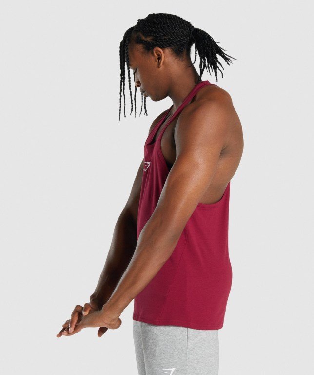 Gymshark Critical 2.0 Men's Tank Tops Burgundy | UAE-76HOZX