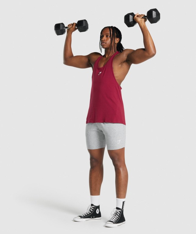 Gymshark Critical 2.0 Men's Tank Tops Burgundy | UAE-76HOZX