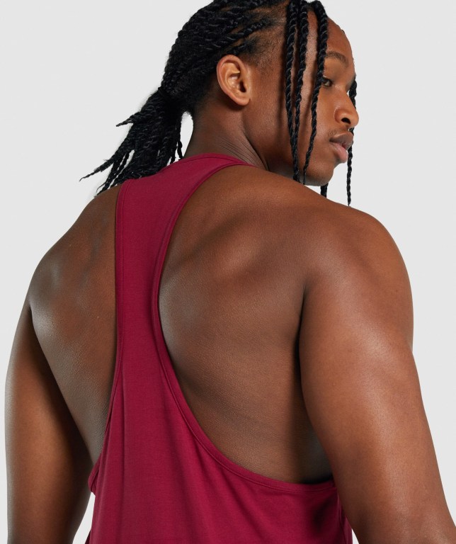 Gymshark Critical 2.0 Men's Tank Tops Burgundy | UAE-76HOZX