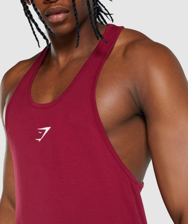 Gymshark Critical 2.0 Men's Tank Tops Burgundy | UAE-76HOZX