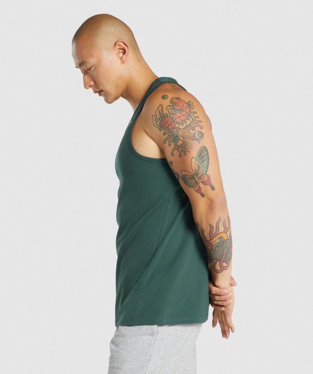 Gymshark Critical 2.0 Men's Tank Tops Dark Green | UAE-26LMRA